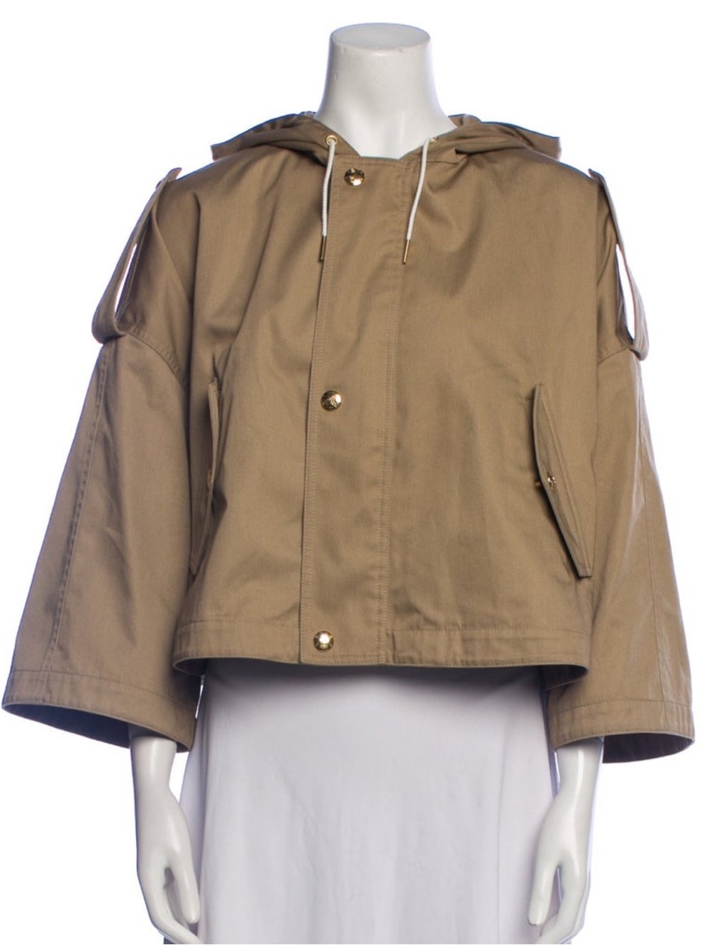 Celine Olive-Tan Hooded Cropped Utility Jacket